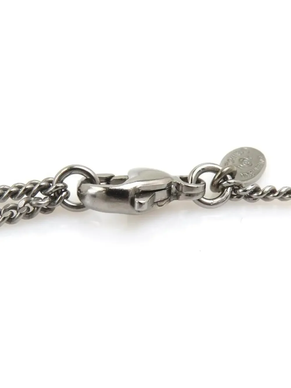Auth Chanel Cc Logo Necklace Gunmetal #293550C41B